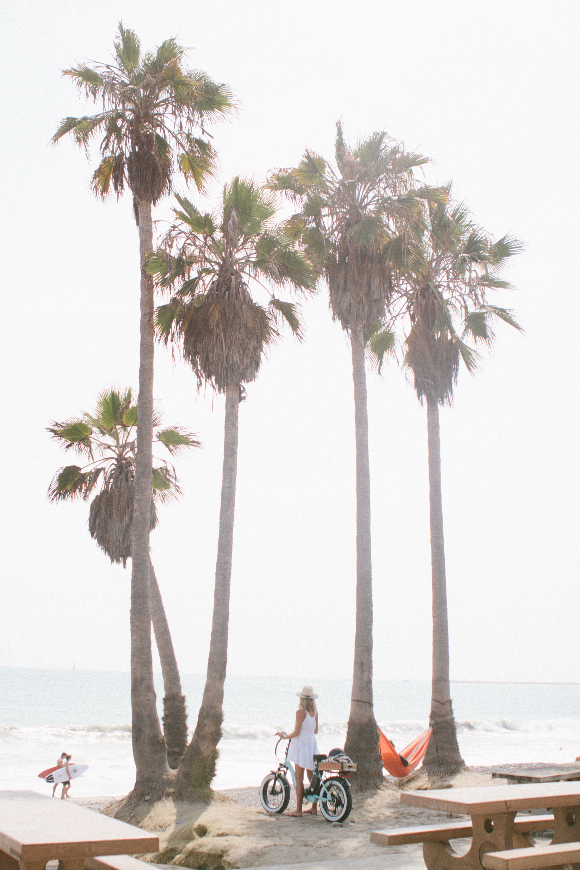 Doheny e-bike on the beach under palm trees